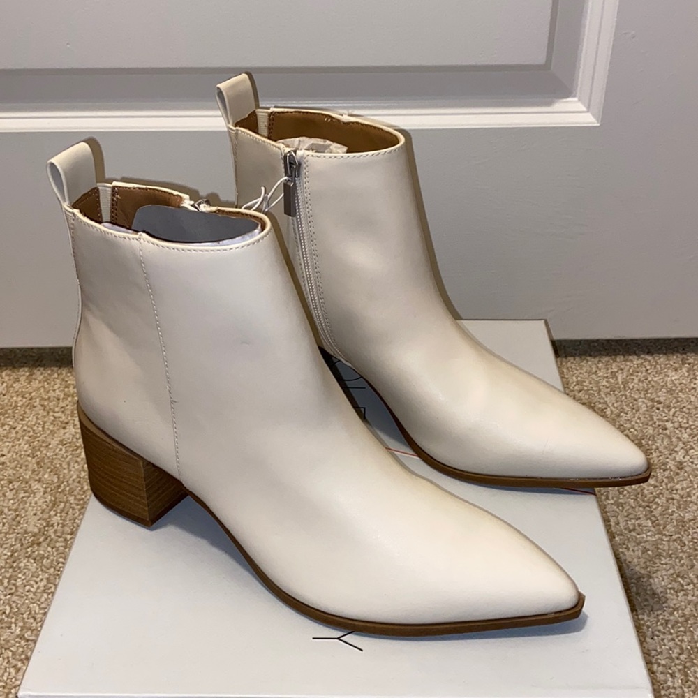 Off White Faux Leather Booties